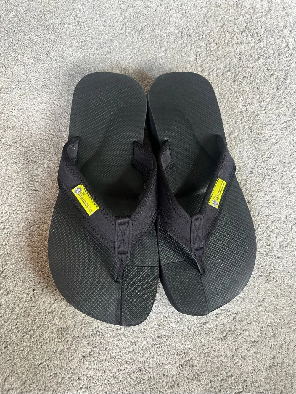 The Healing Sole Original Flip Flop Women's 13 Mens 11.5 Black Thong Sandals